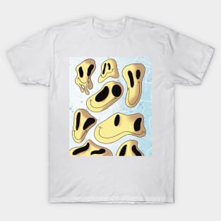 Dripping Melting Smiley Face Vintage Pattern T-Shirt